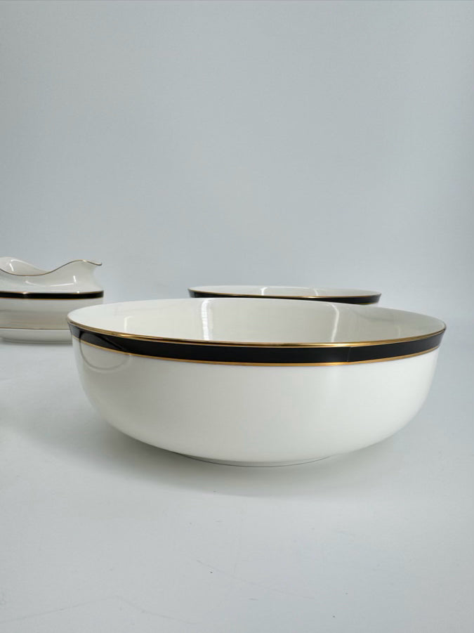 MIKASA White & Black China Dinnerware Set for 12