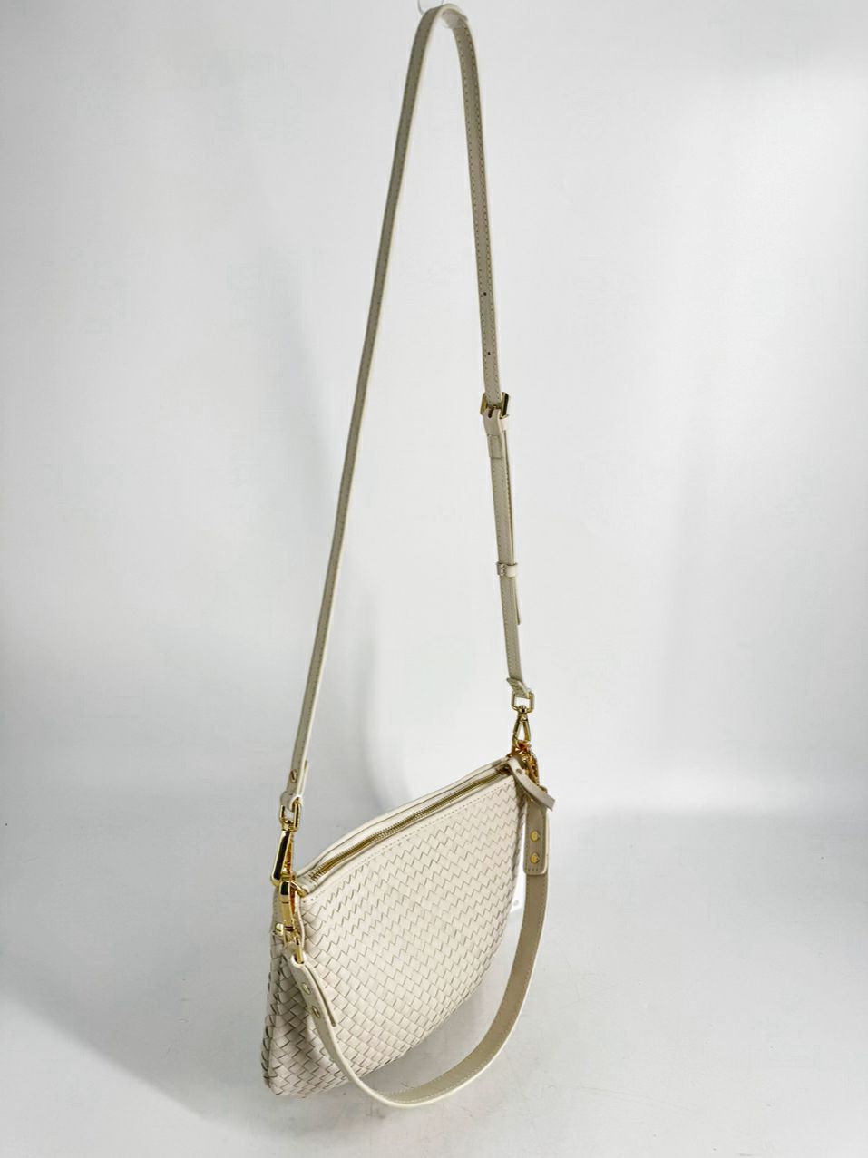 QUINCE Cream Woven Leather Crossbody Bag NWT