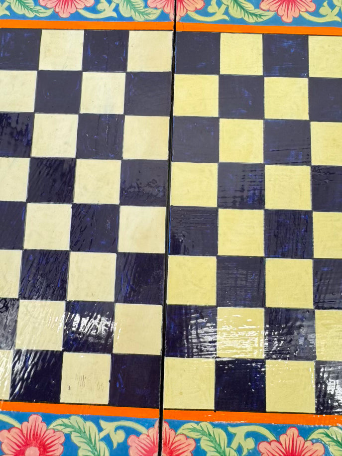 Handpainted Wood Folding Chess Board