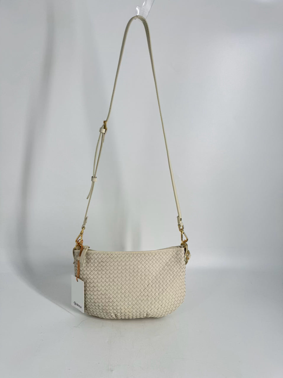 QUINCE Cream Woven Leather Crossbody Bag NWT
