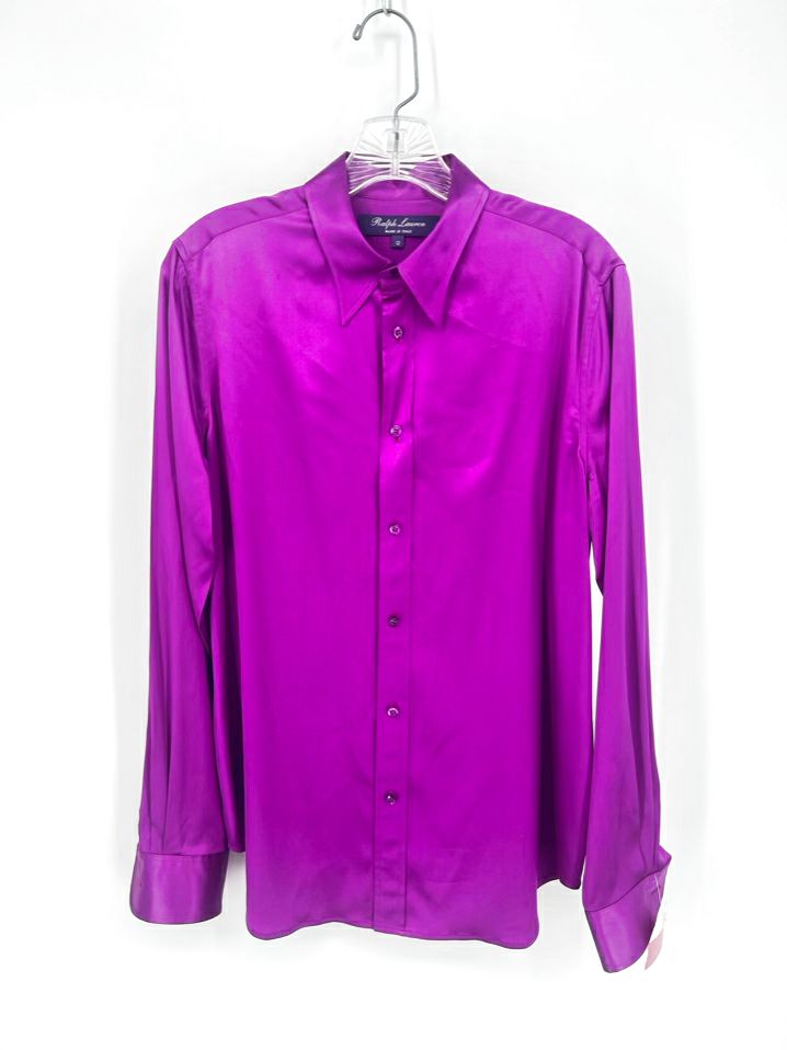 RALPH LAUREN Size 12 Violet Silk Blouse