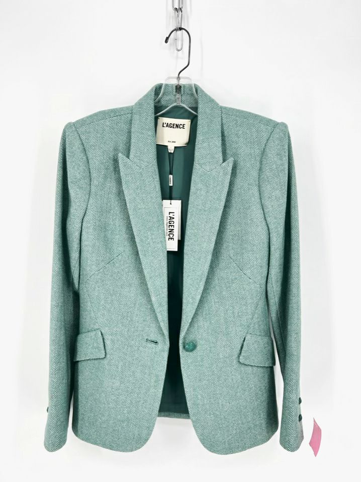 L'AGENCE Size 4 Seafoam Wool Blend Herringbone Jacket NWT