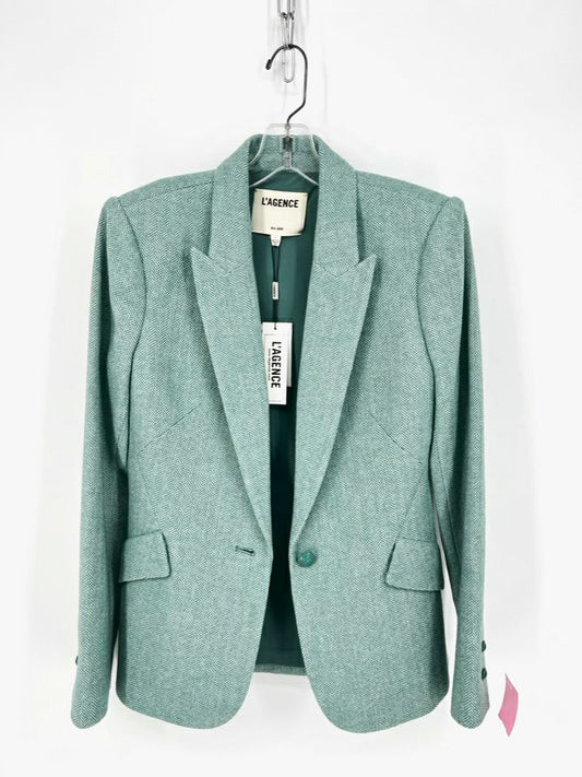 L'AGENCE Size 4 Seafoam Wool Blend Herringbone Jacket NWT