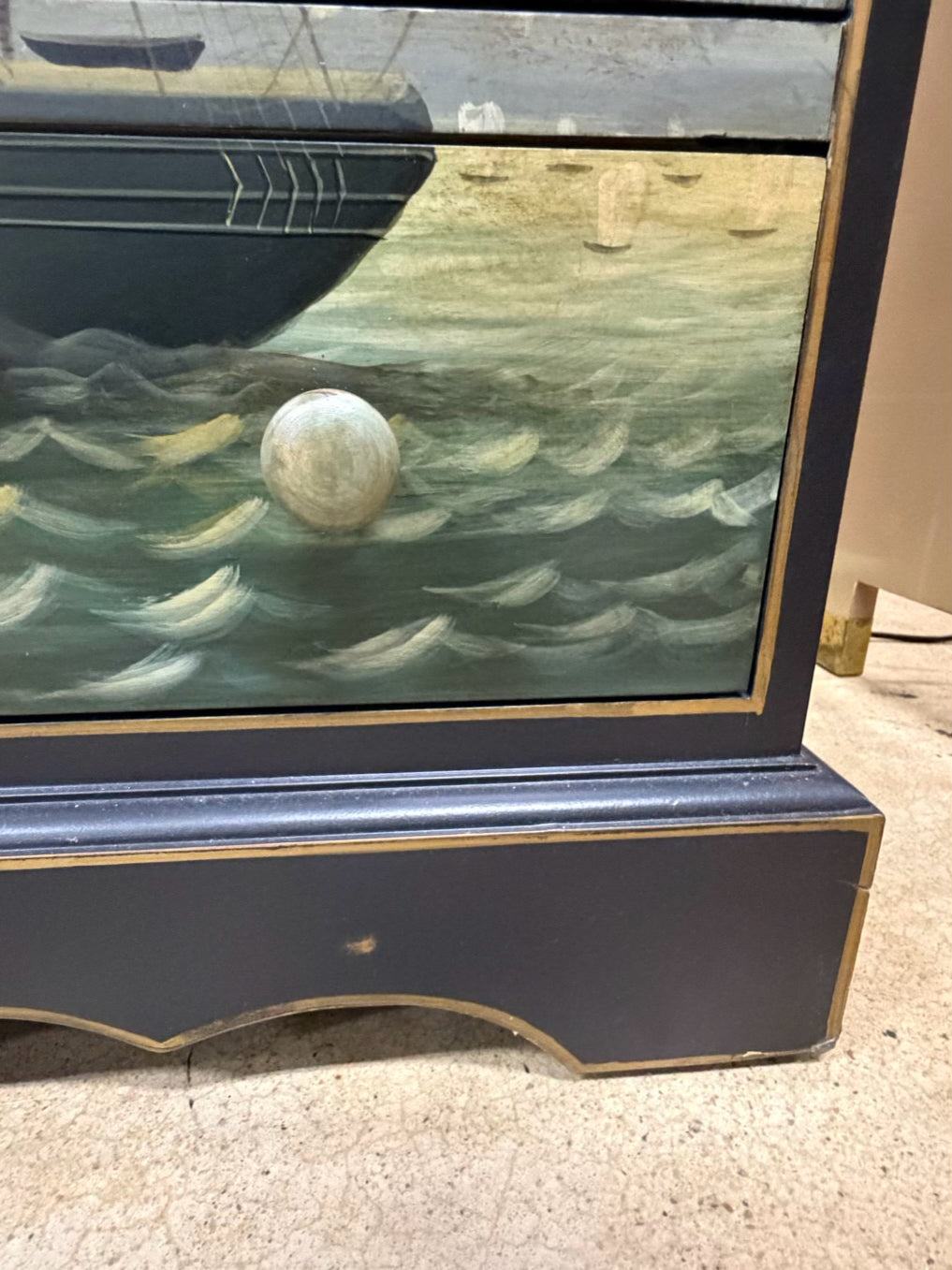 Blue & Cream Wood Ship & Star 4 Drawer Chest