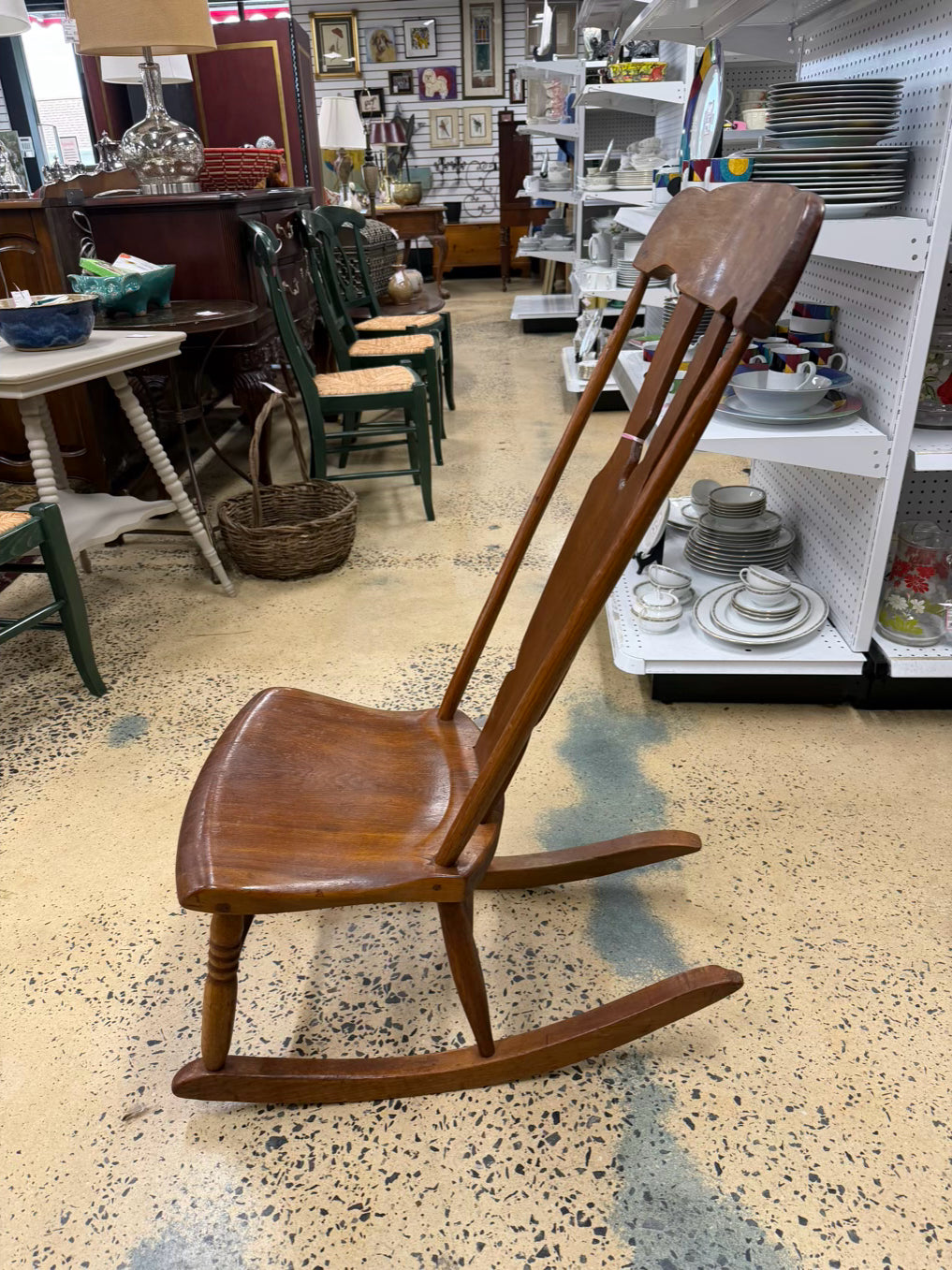 ANTIQUE Wood High Back Rocking Chair