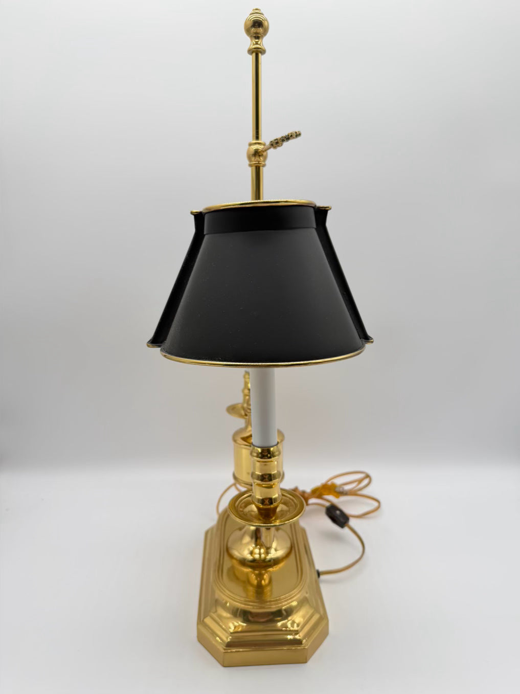 Gold & black Bouillotte Brass Lamp w/ Black Tole Shade