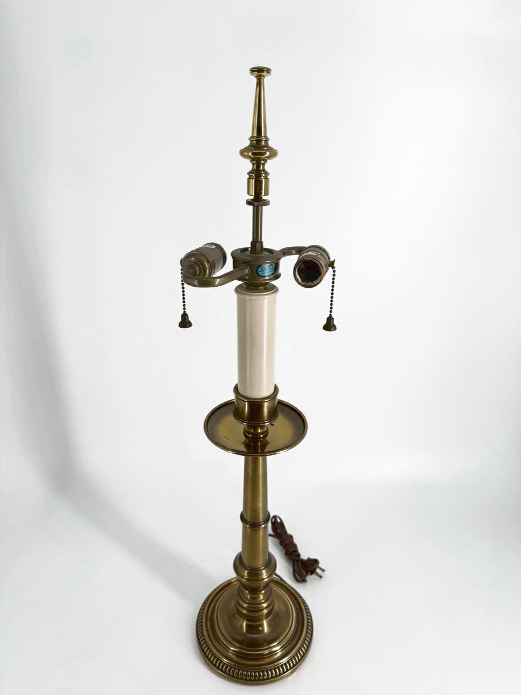 STIFFEL Brass Candlestick Lamp w/ Pull Chain & No Shade