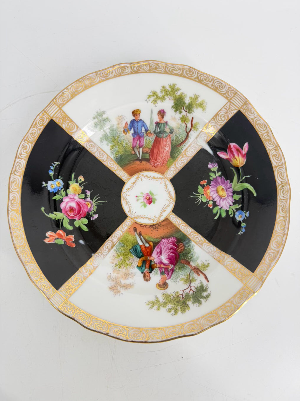 DRESDEN Multi Colored Porcelain Set Of 11 Plates w/ Flower Design