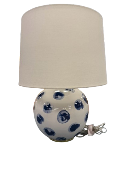 HUDSON VALLEY White & Blue Ceramic Dots Pair Of Lamp w/ Shades