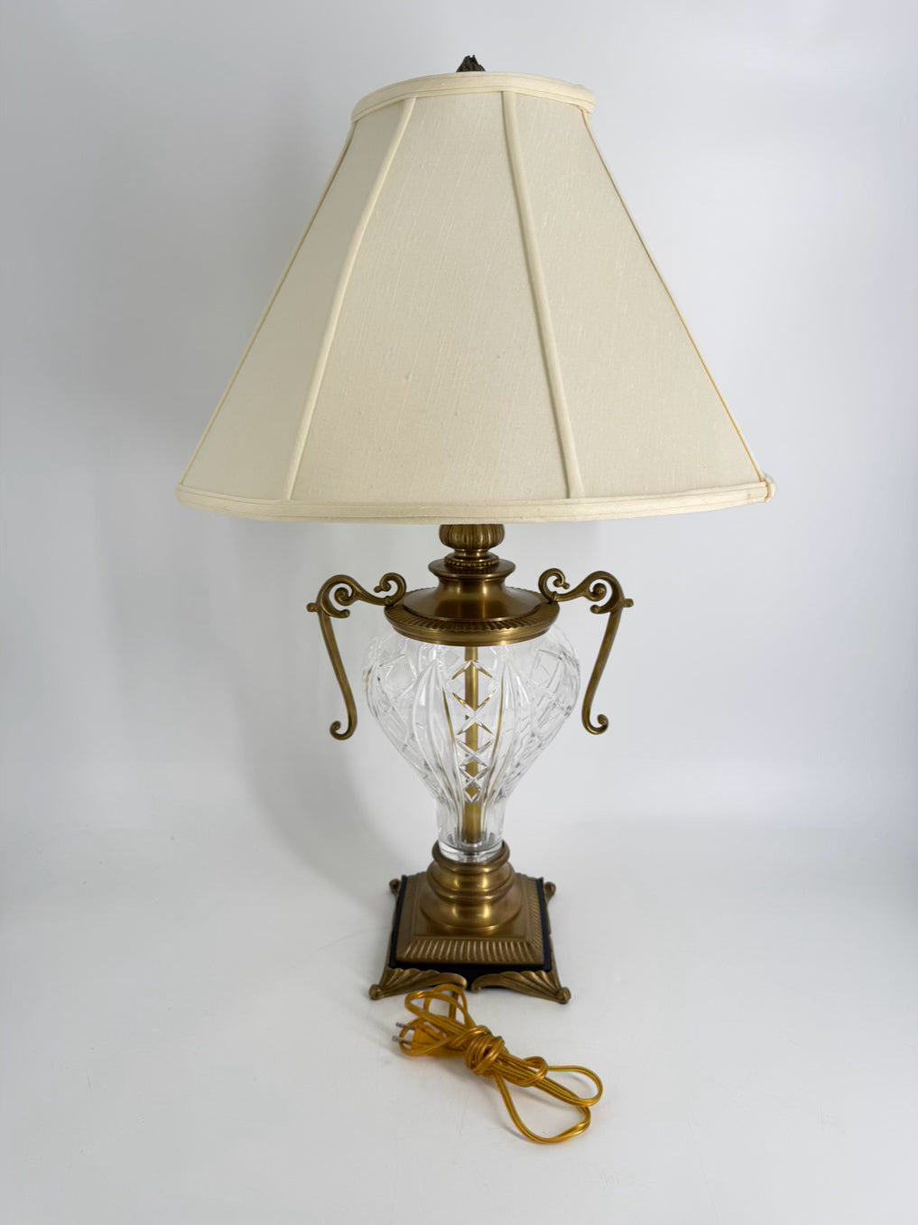 Brass & Crystal Urn Lamp w/ Shade