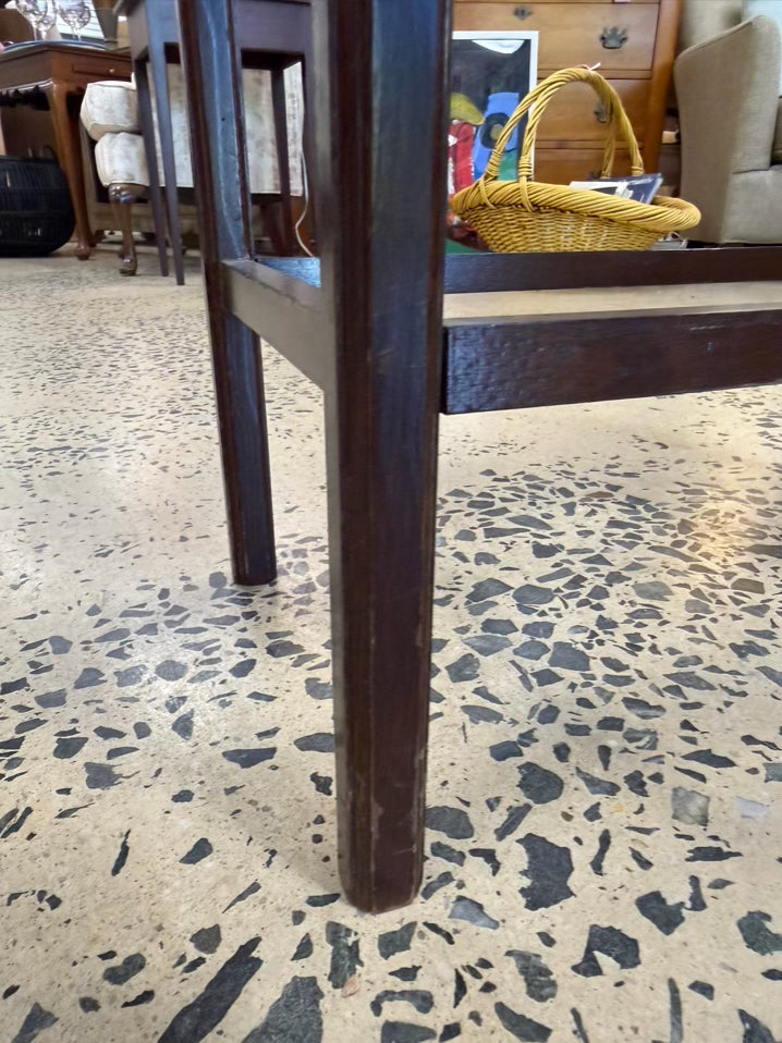 Brass Brown Wood Chippendale Side Table
