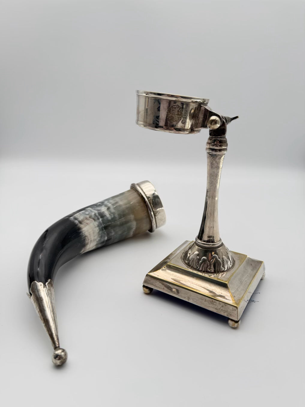 Silver Plate Pair Of Horn Cornucopia Vases
