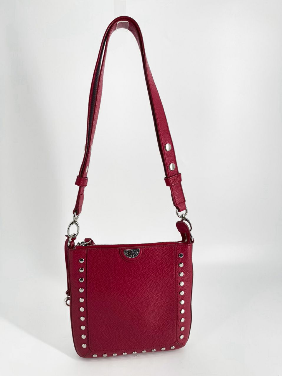 BRIGHTON Red & Silver Leather Crossbody Bag