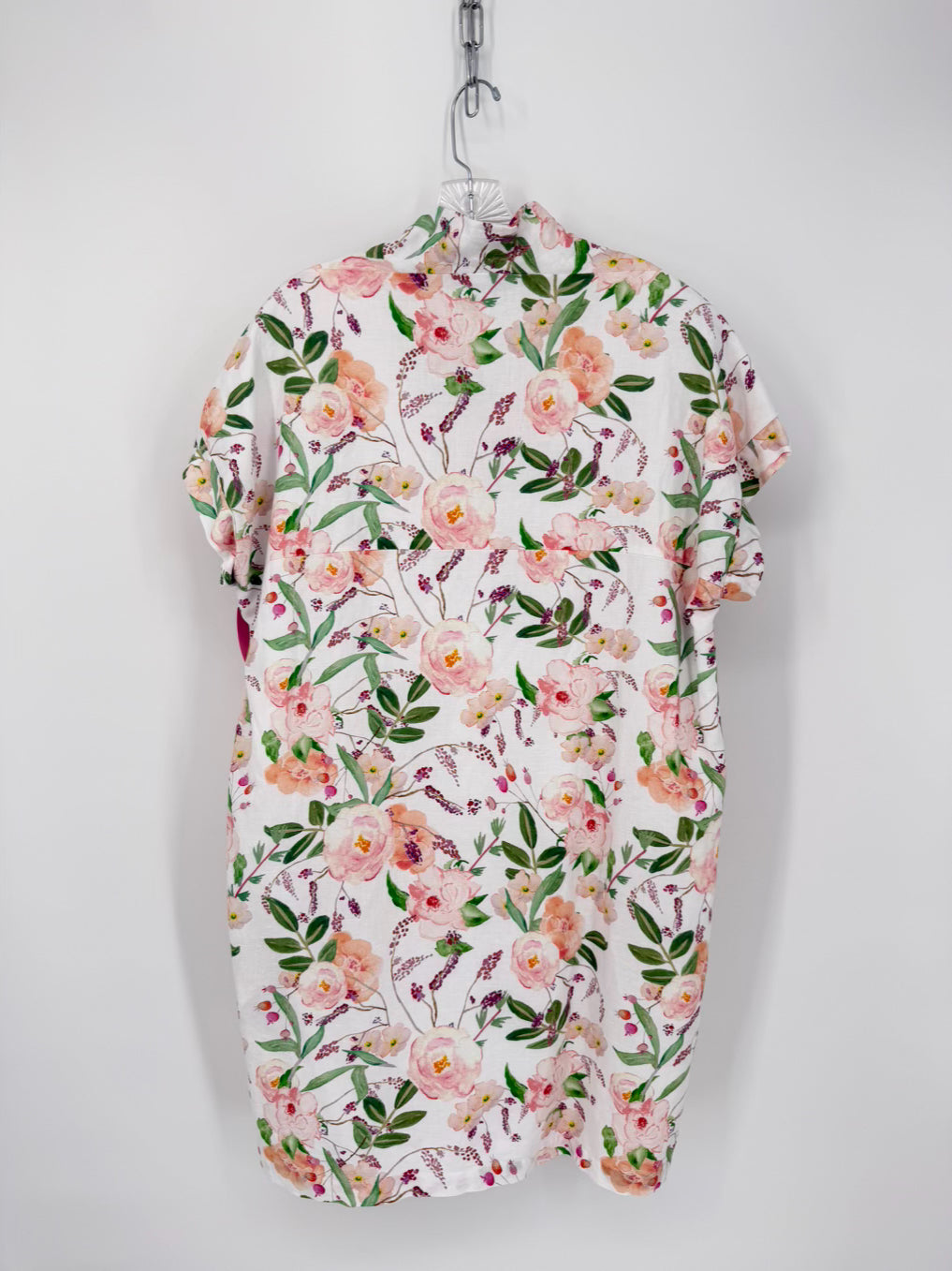 BROOKE WRIGHT Size XL Cream Linen Blend Floral Dress