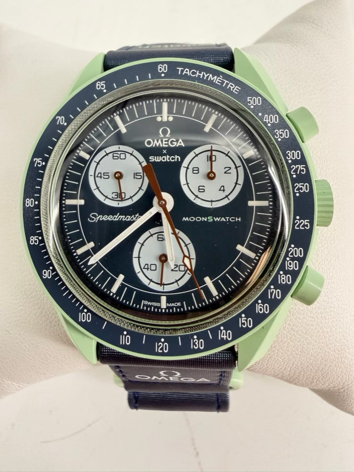 SWATCH X OMEGA Aqua & Blue Watch w/ Box