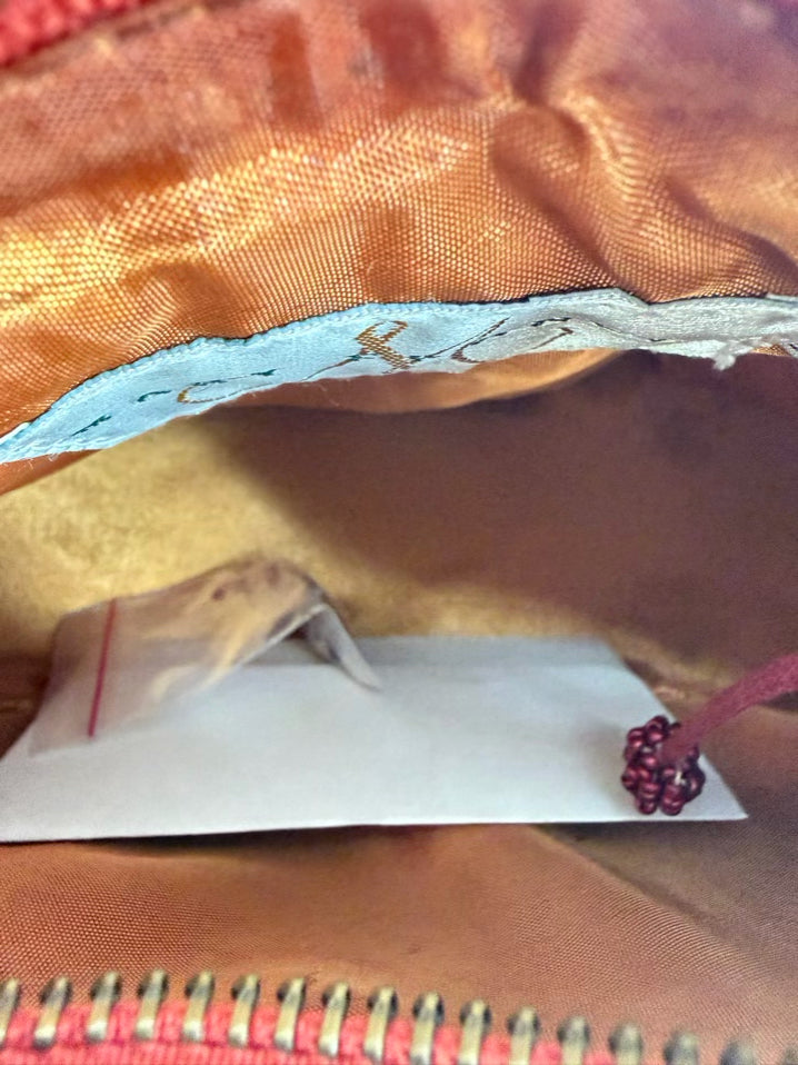 MARY FRANCES Orange Tandoori Spice Leather & Beaded Purse NWT