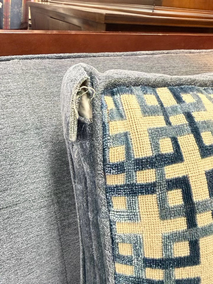 Blue Velveteen Square Sofa