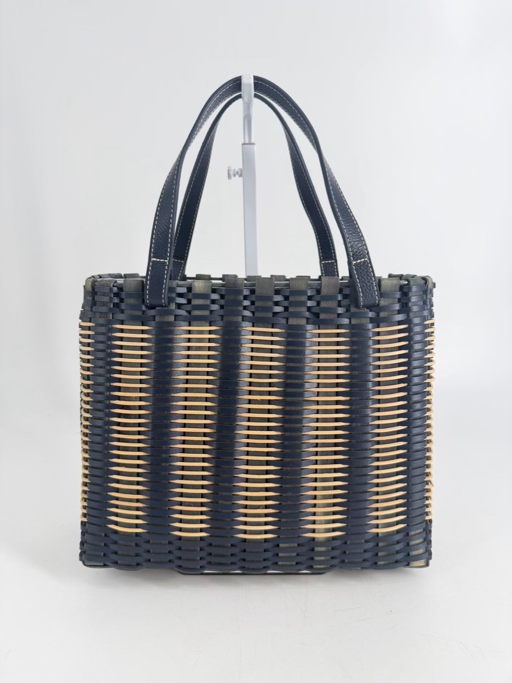 J MCLAUGHLIN Navy & Cream Wicker Stripe Purse NWT
