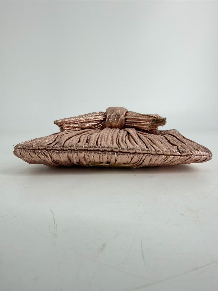 LOEFFLER RANDALL Rose Gold Fabric Crinkle Evening Bag