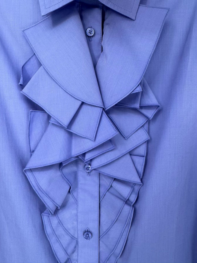 RALPH LAUREN PURPLE LABEL Size 8 Lavender Cotton Ruffle Detail Blouse NWT