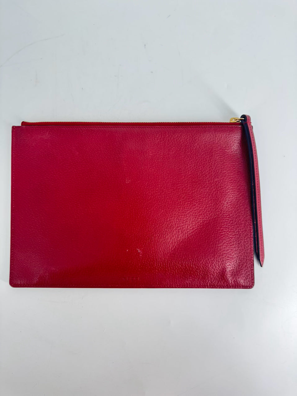 GUCCI Red & Brown Handpainted Tian GG Supreme Zip Pouch