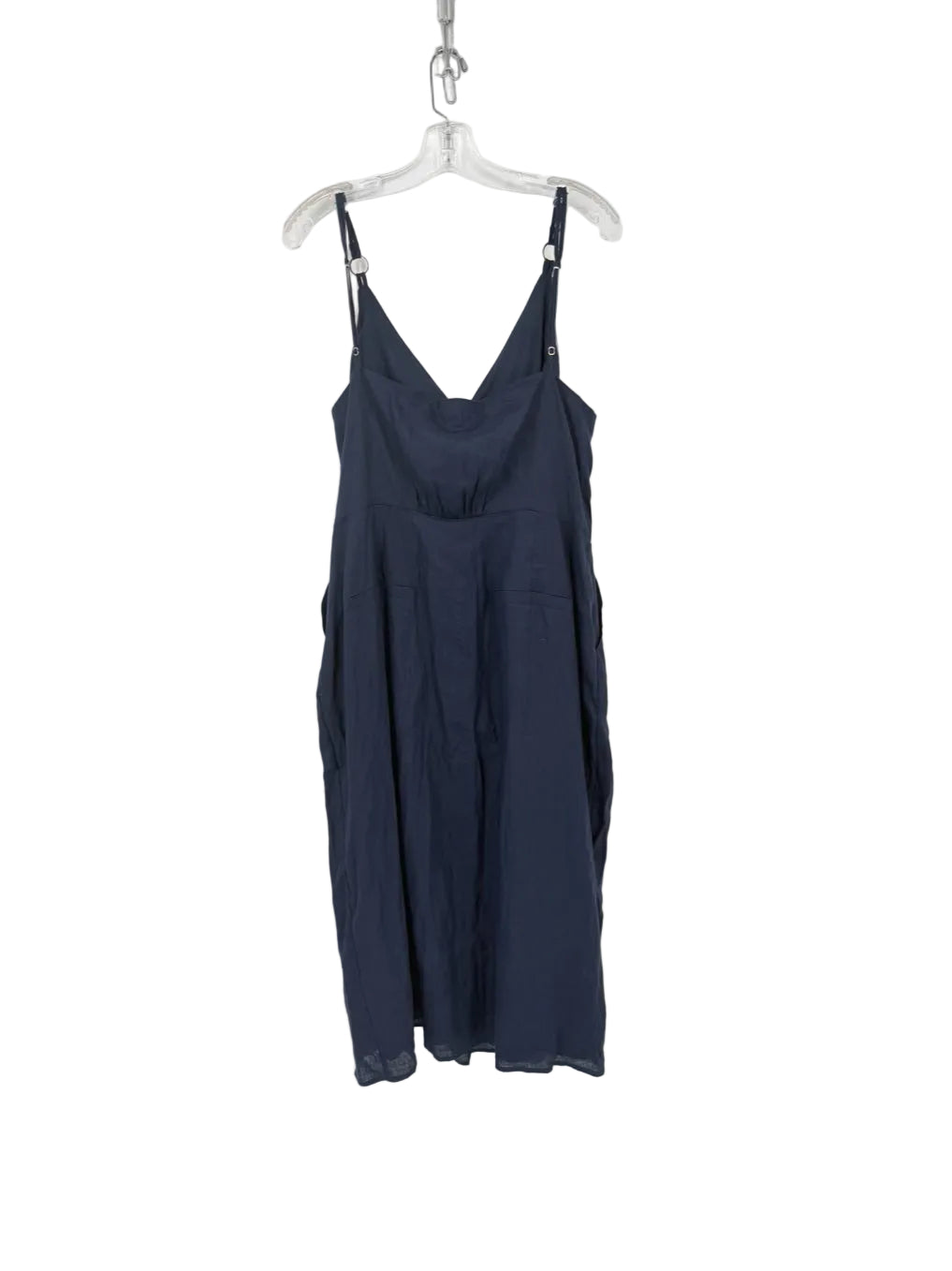 REISS Size Wmn's 14 Navy Linen Tie Front Sleeveless Midi-Dress NWT