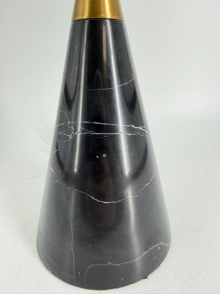 Black & Gold Marble & Brass Lamp w/ White Shade