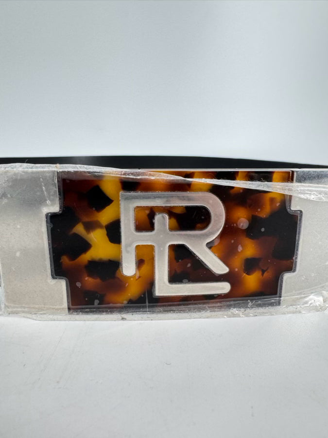 RALPH LAUREN Size L Leather Black & Brown Tortoise Belt NWT