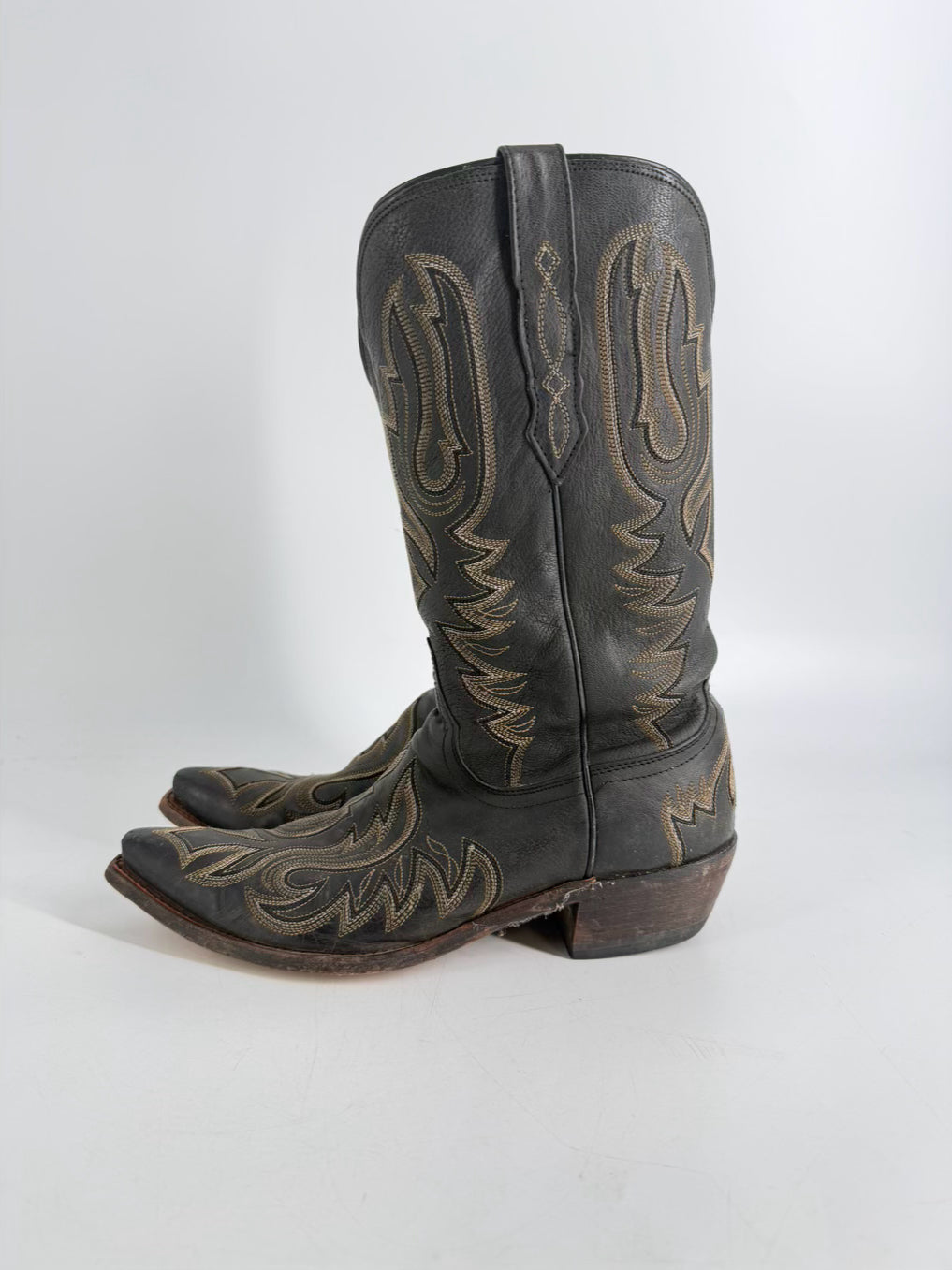 LUCHESSE Size Men's 9.5 Black & White Western Boots