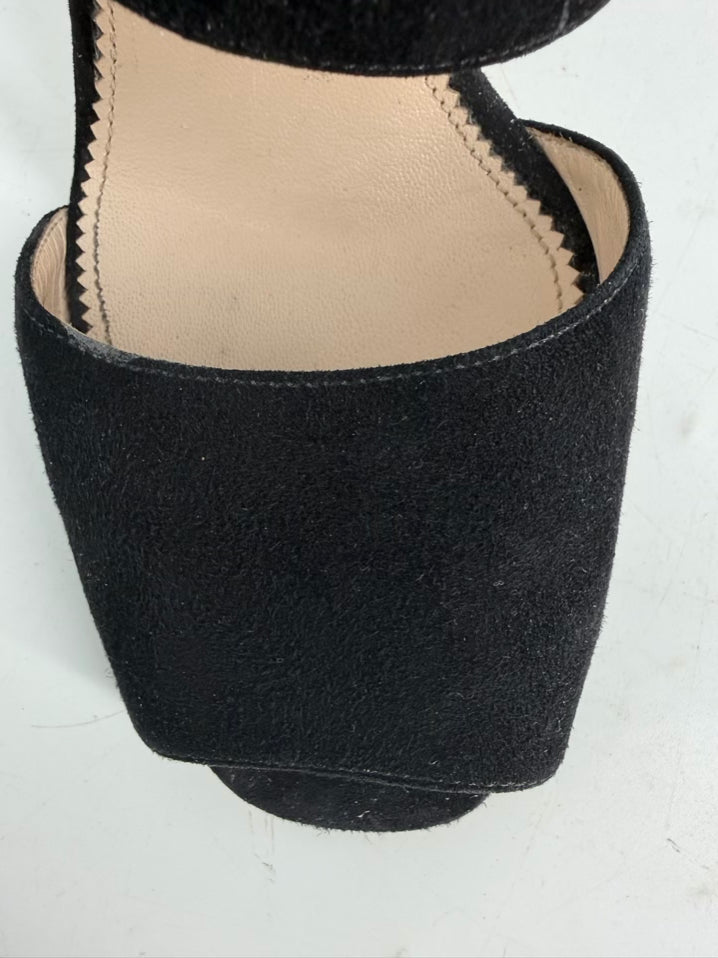PRADA Size 39 Black Suede Heels