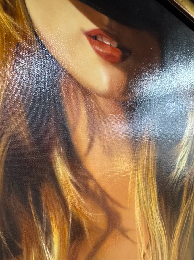 MAURO J. YRIGOYEN Lady in Hat Painting in Black Frame