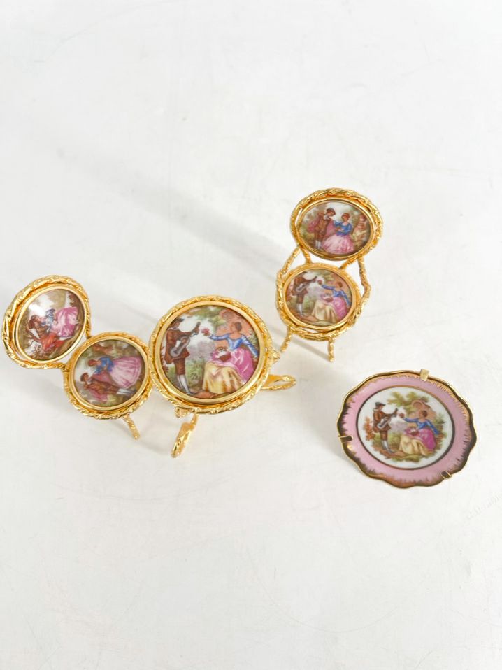 LIMOGES Muti Colored Miniature Doll Furniture Set of 4