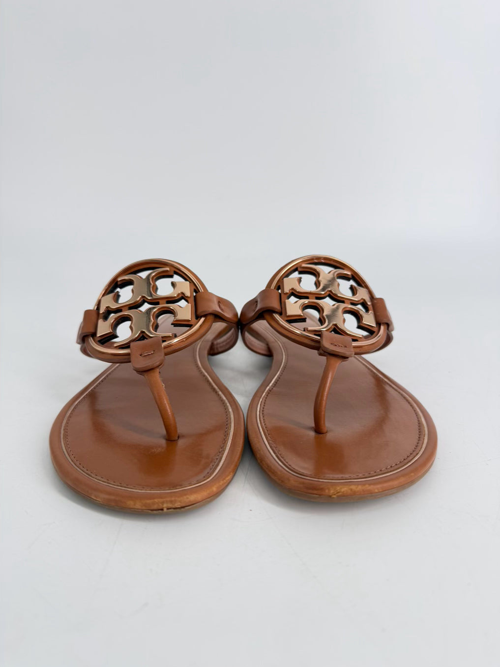 TORY BURCH Size 9 Cognac Monogram Sandals