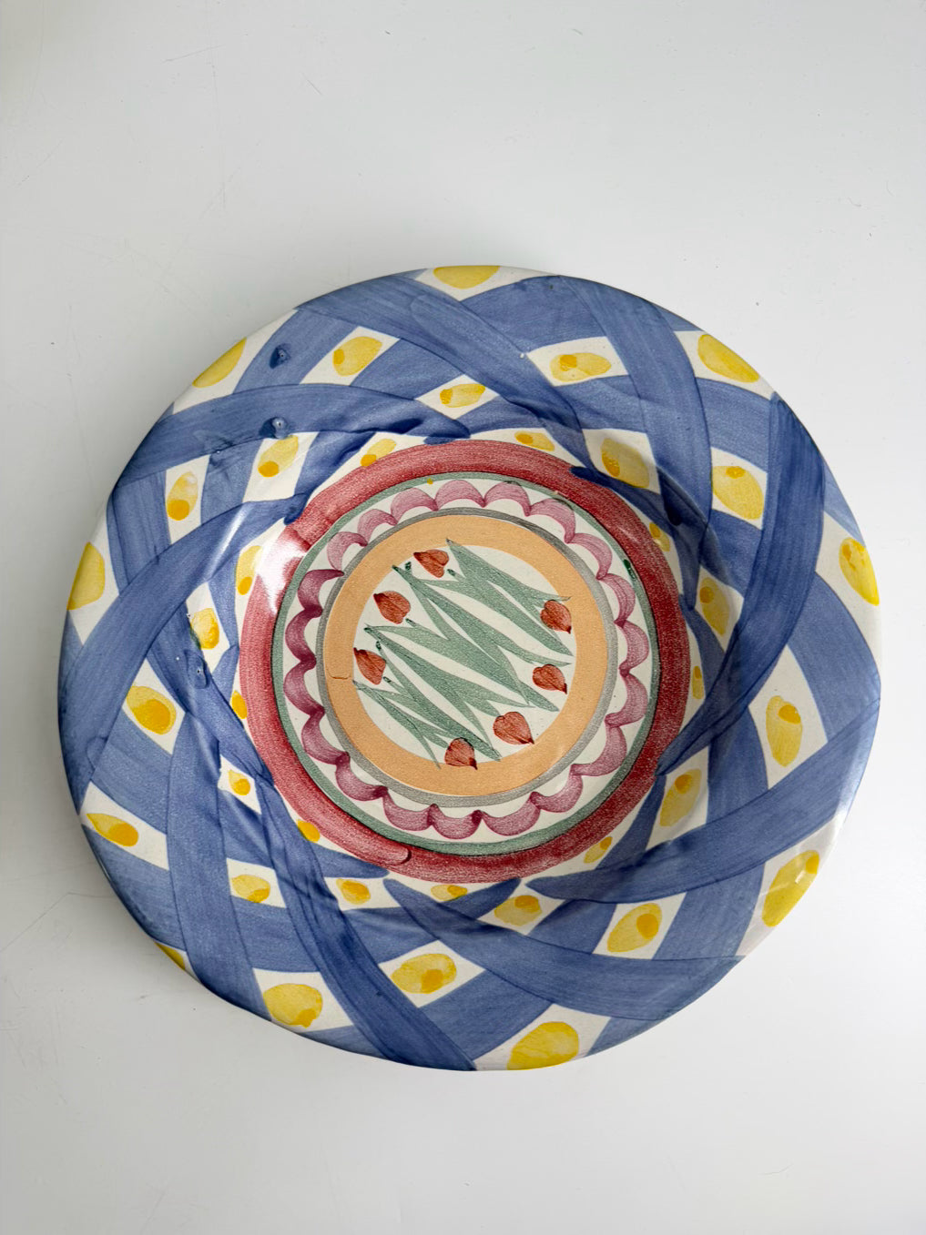 MACKENZIE CHILDS Multicolored Hand painted Pottery Set Of 9 Plates