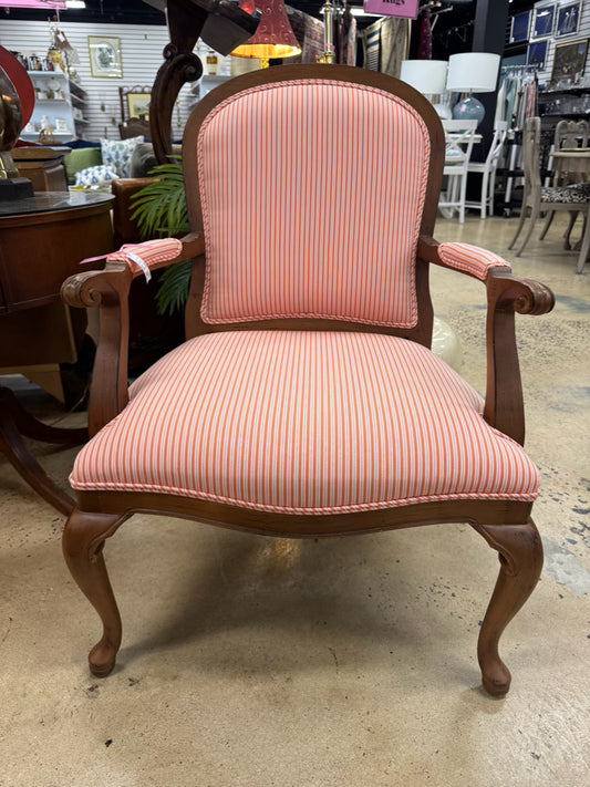 Orange & White Stripe Louis XV Chair
