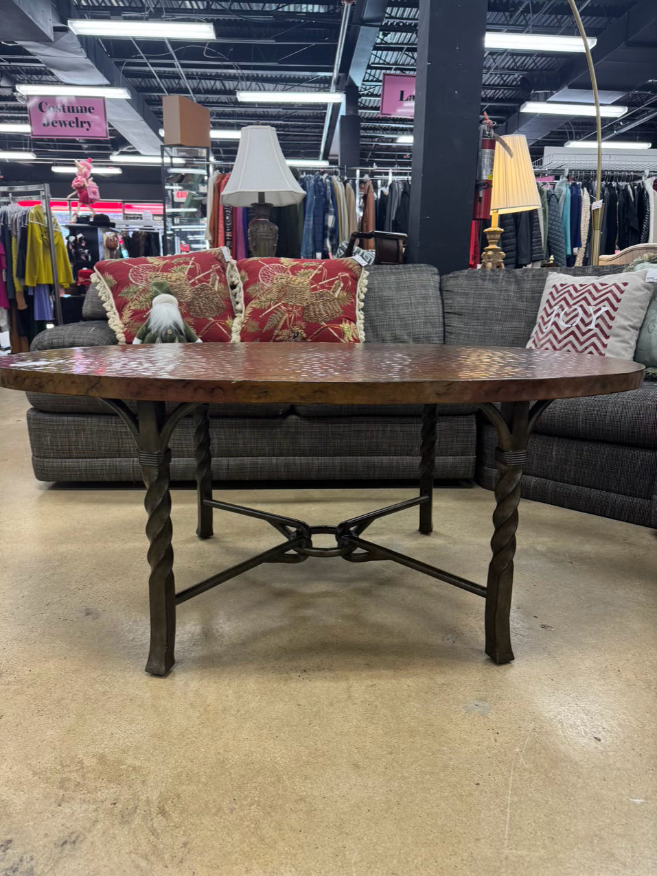 Copper Look Oval Dented Coffee Table