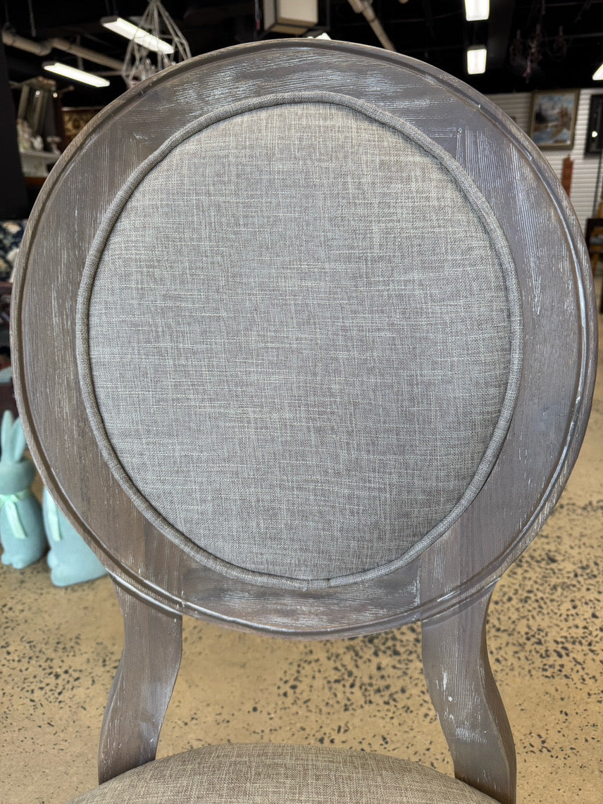 White Wash Wood Upholstered Pair of Side Chairs