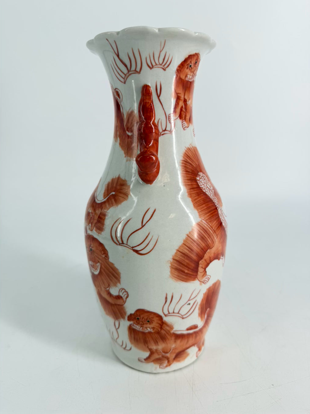 VINTAGE Rust & White Porcelain Vase
