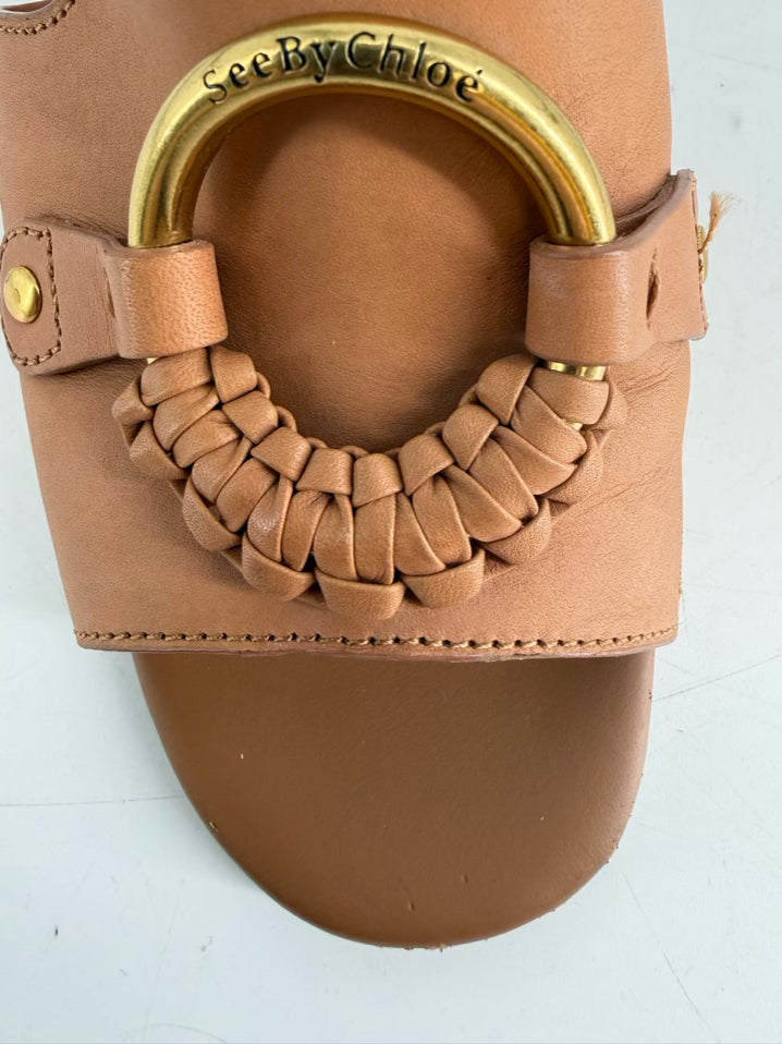 SEE BY CHLOE Size 38.5 Chestnut Leather Heels