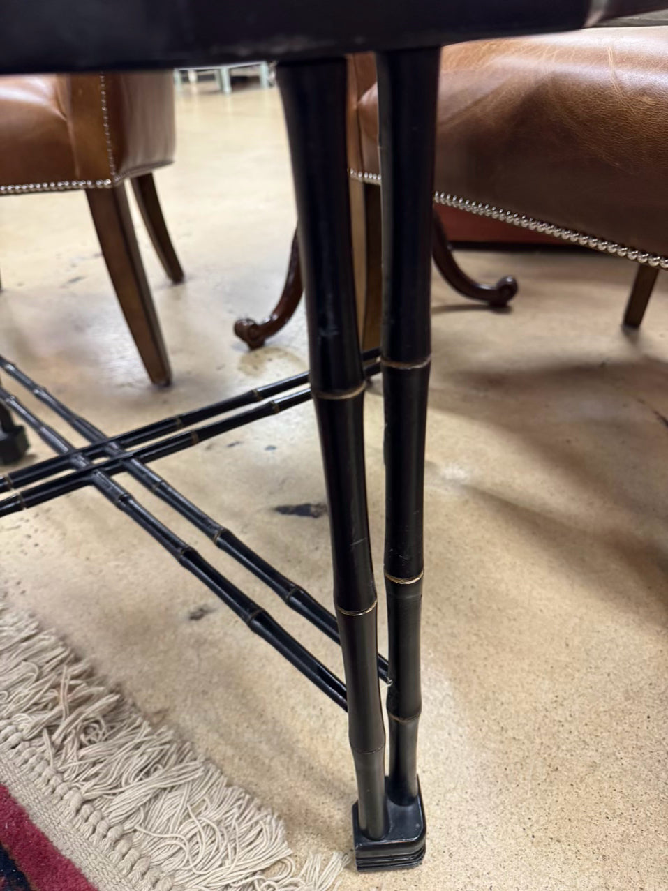 VINTAGE Wood Painted Black Flowers Coffee Table w/ Removable Tray