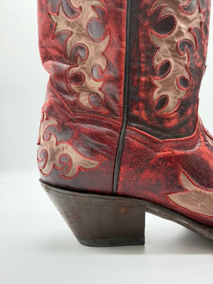 DAN POST WMNS Size 8 Red & Cream Leather Boots