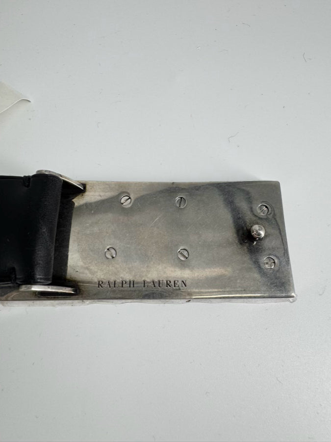 RALPH LAUREN Size L Leather Black & Brown Tortoise Belt NWT