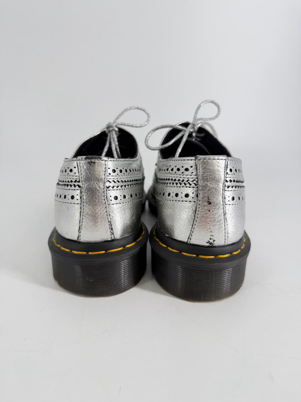 DR MARTENS Size 42 Silver Leather Casual Shoes
