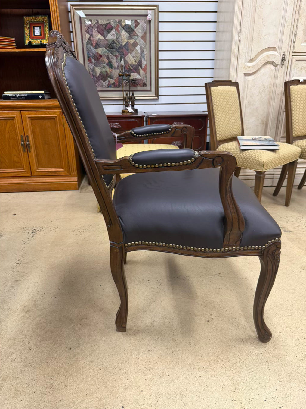 Black Faux Leather Nail Head Chair