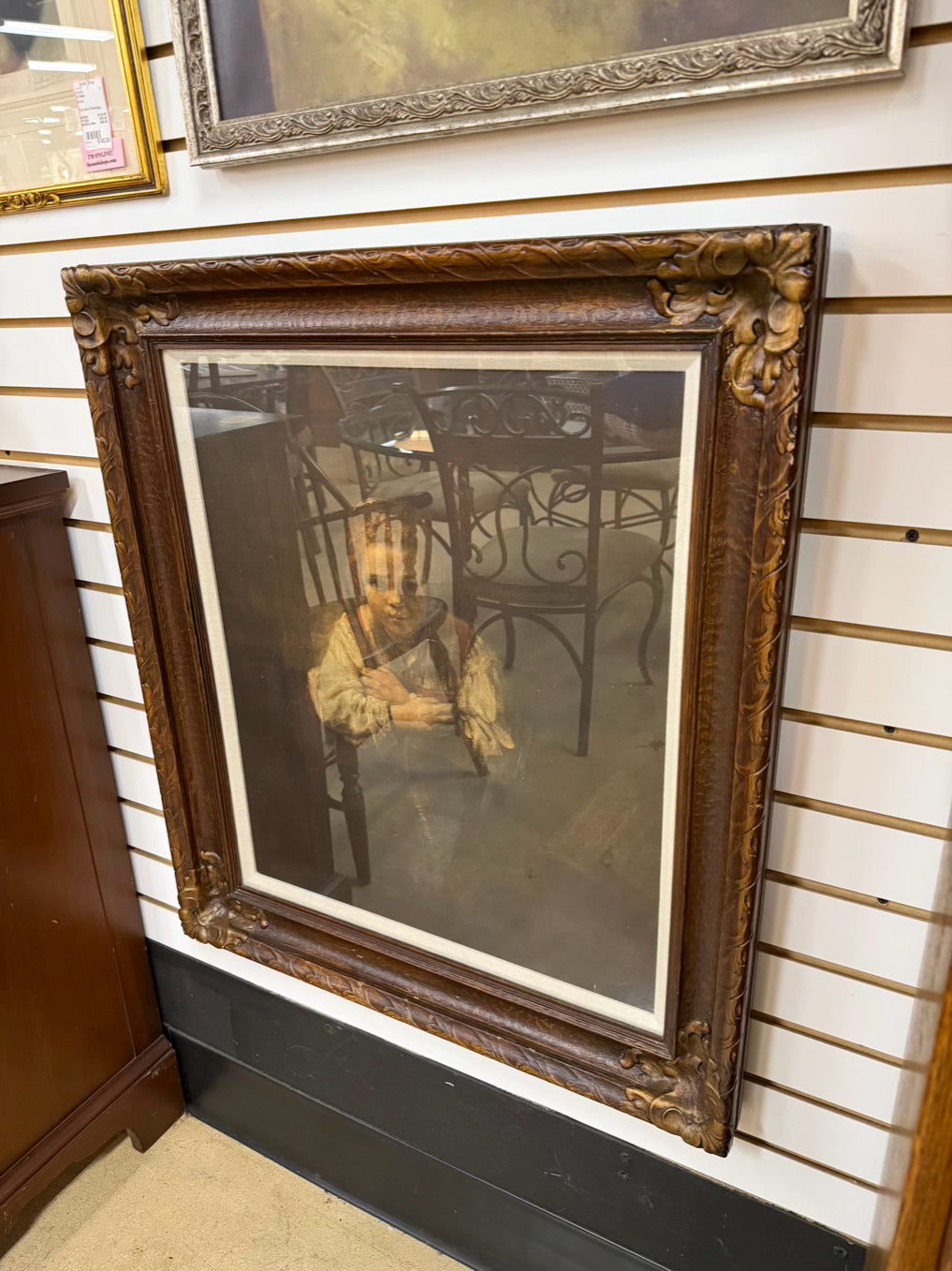 REMBRANDT Girl With Broom Reproduction Art In Antique Wood Frame