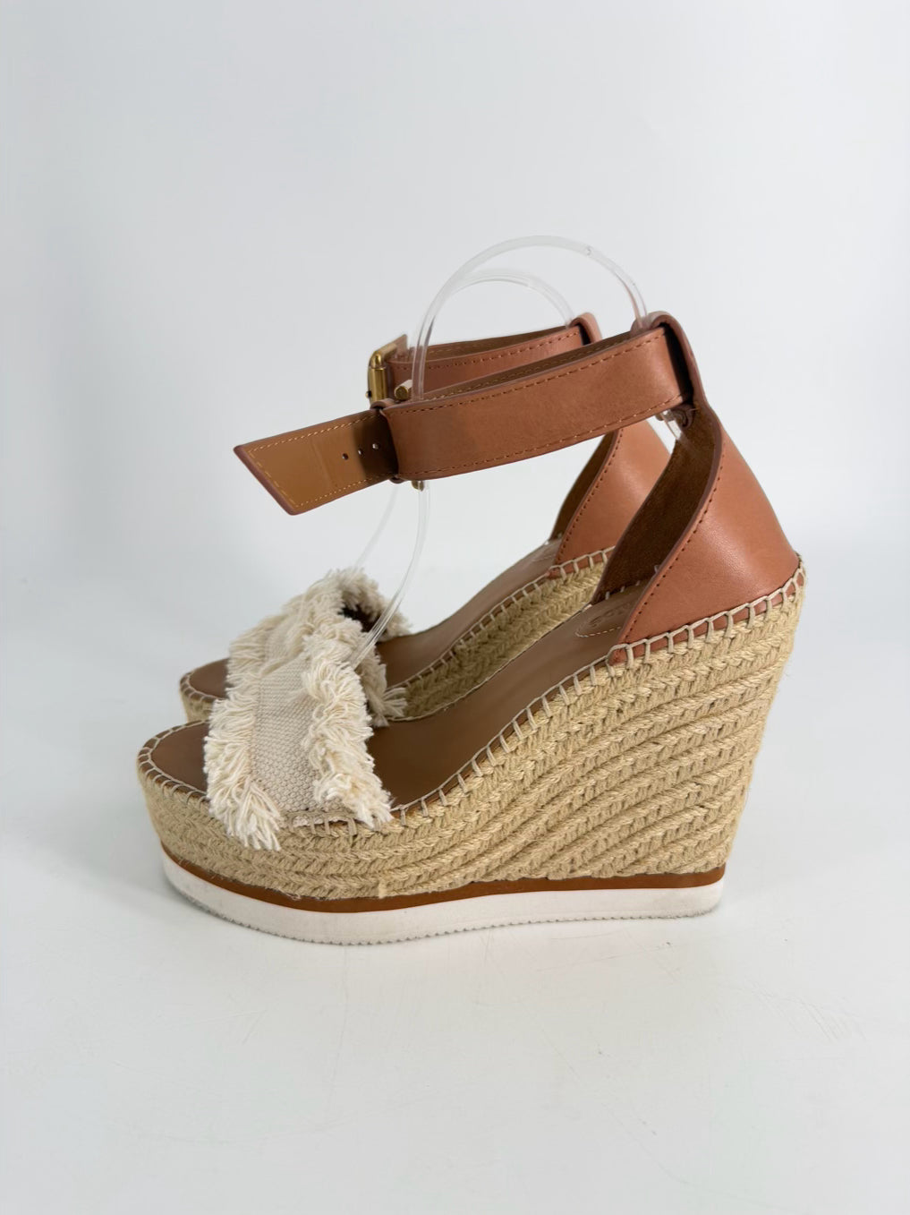 SEE BY CHLOE Size 39 Chestnut & Cream Wedge
