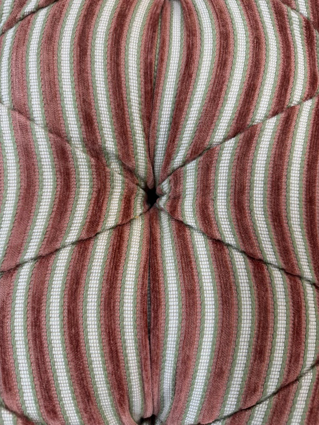Pink, Green & White Tufted Stripe Ottoman