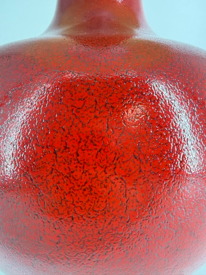 Red Ceramic Lamp w/ Lucite Bottom & Shade