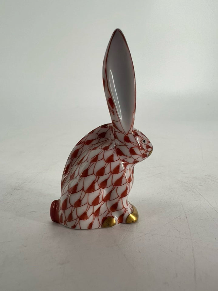HEREND Pink & White Bunny Figurine