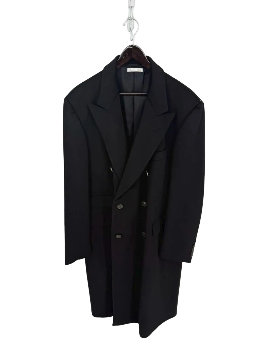 BARCELINO By BELVEST Men's Size 56 Black Wool & Cashmere Overcoat